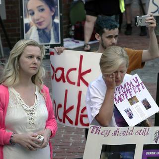 Des manifestations pour dénoncer le rôle de Purdue Pharma et de la famille Sackler dans la crise des opiacés aux Etats-Unis ont lieu régulièrement, comme ici en août 2019 à Boston.