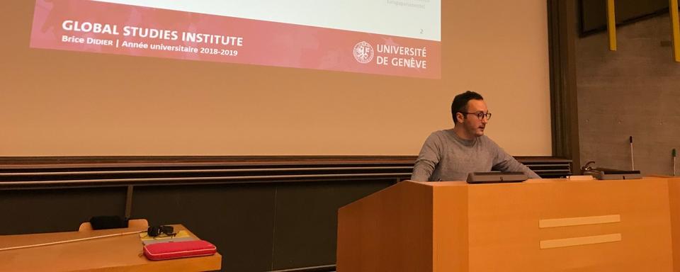 Brice Didier, assistant du cours Institutions européennes et Intégration européenne a l’Unige. [RTS - Cindy Saugy]