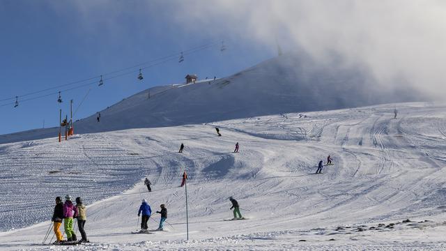 Le domaine skiable des Portes du Soleil, à  Champéry-Les Crosets, en novembre 2017. [Keystone - Jean-Christophe Bott]