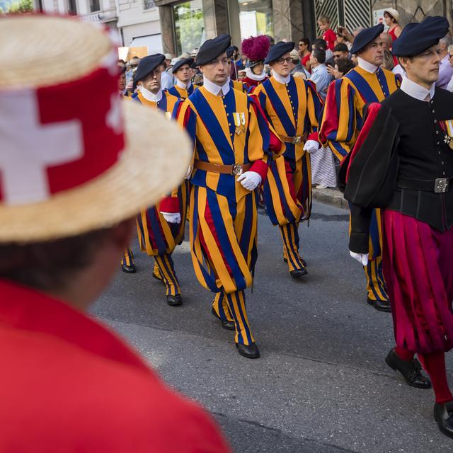 Vevey a pris des airs de capitale suisse à l’occasion de la Fête nationale de 2019. [Keystone - Jean-Christophe Bott]