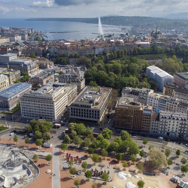 Vue sur la plaine de Plainpalais à Genève. [Keystone - Leandre Duggan]