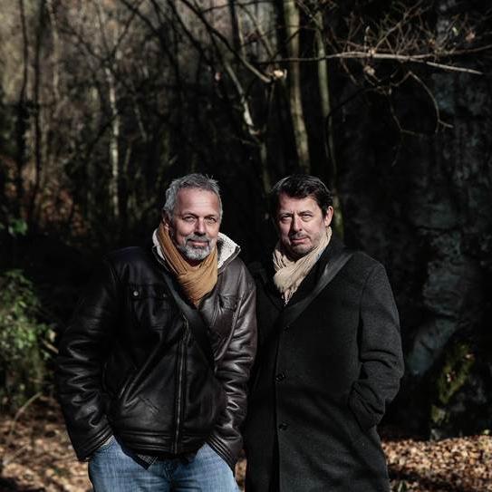Nicolas et Yvan Sjöstedt, auteurs de la BD "Farinet le faux-monneyeur". [Daniel Caccin pour Delémont BD]