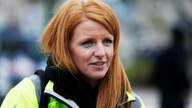 Ingrid Levassaseur, 31 ans, est présentée en tête de la liste "gilets jaunes" pour les élections européennes. [AFP - CHARLY TRIBALLEAU /]