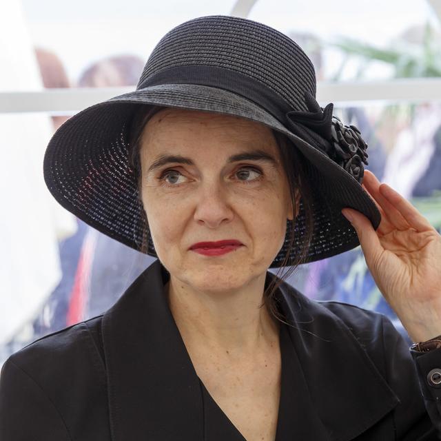 L'auteure et romancière Amélie Nothomb  le 6 septembre 2019 lors de la 10e édition du Livre sur les quais à Morges. [Keystone - Salvatore Di Nolfi]