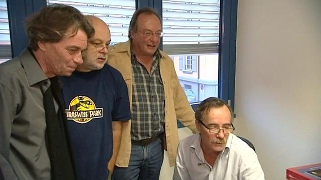 Roger Jaunin, Laurent Flutsch, Patrick Nordmann, Barrigue, Les têtes pensantes du journal satirique Vigousse en 2009.