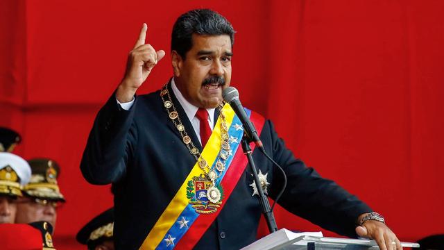 Le président vénézuélien Nicolas Maduro photographié lors d'un discours le 24 mai 2018 à Caracas. [CRISTIAN HERNANDEZ - EPA]