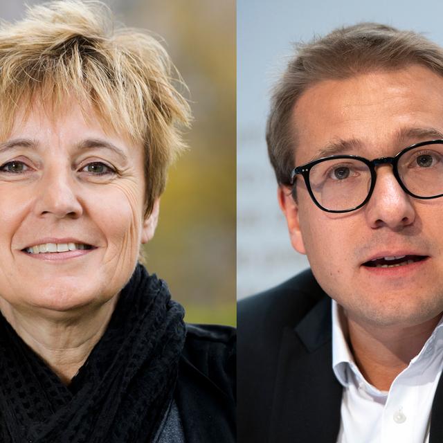 Brigitte Crottaz et Philippe Nantermod. [Keystone - Jean-Christophe Bott/Anthony Anex]