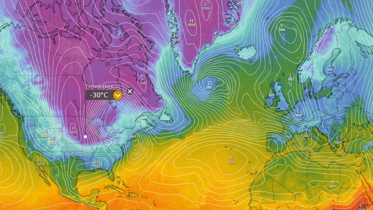 Carte de masses d'air le 30 janvier 2019 [ecmwf]