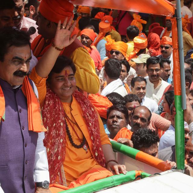 Pragya Singh Thakur lors de son élection au parti nationaliste hindou BJP. [AFP - Gagan Nayar]