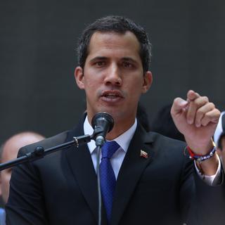 L'opposant vénézuélien Juan Guaido a été révoqué de son poste de président du parlement. [Keystone - Rayner Pena]
