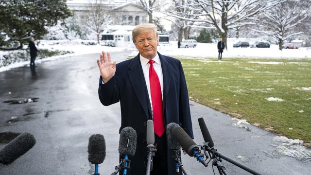 Donald Trump, lors d'une allocution au sujet du "shutdown", le 14 janvier. [EPA - Jim Lo Scalzo]