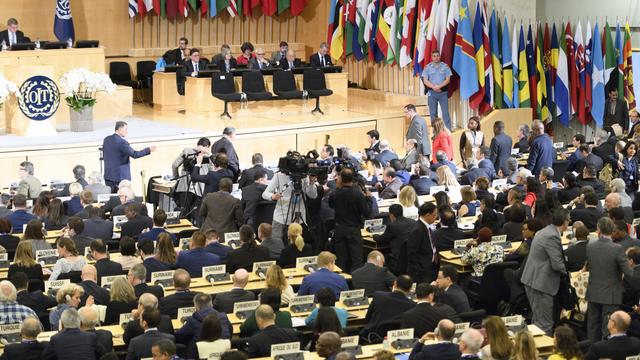 L'ouverture de la Conférence du centenaire de l'Organisation internationale du travail à Genève. [Keystone - Laurent Gillieron]