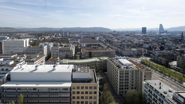 Vue sur le quartier de Klybeck et de Kleinhüningen à Bâle. [Keystone - Georgios Kefalas]