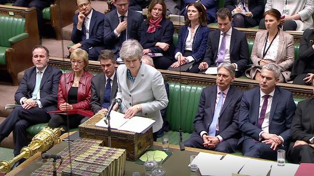 Theresa May devant le Parlement britannique, mardi 25 mars 2019. [Reuters - Reuters TV]