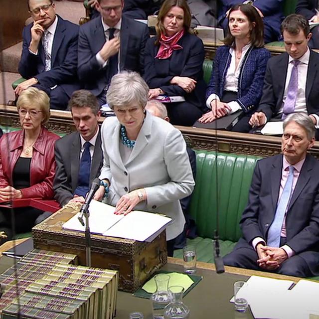 Theresa May devant le Parlement britannique, mardi 25 mars 2019. [Reuters - Reuters TV]