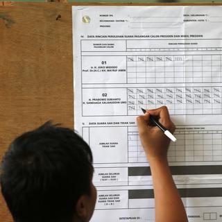 Les élections présidentielle et législatives sont lancées en Indonésie. [EPA - Hotli Simanjuntak]