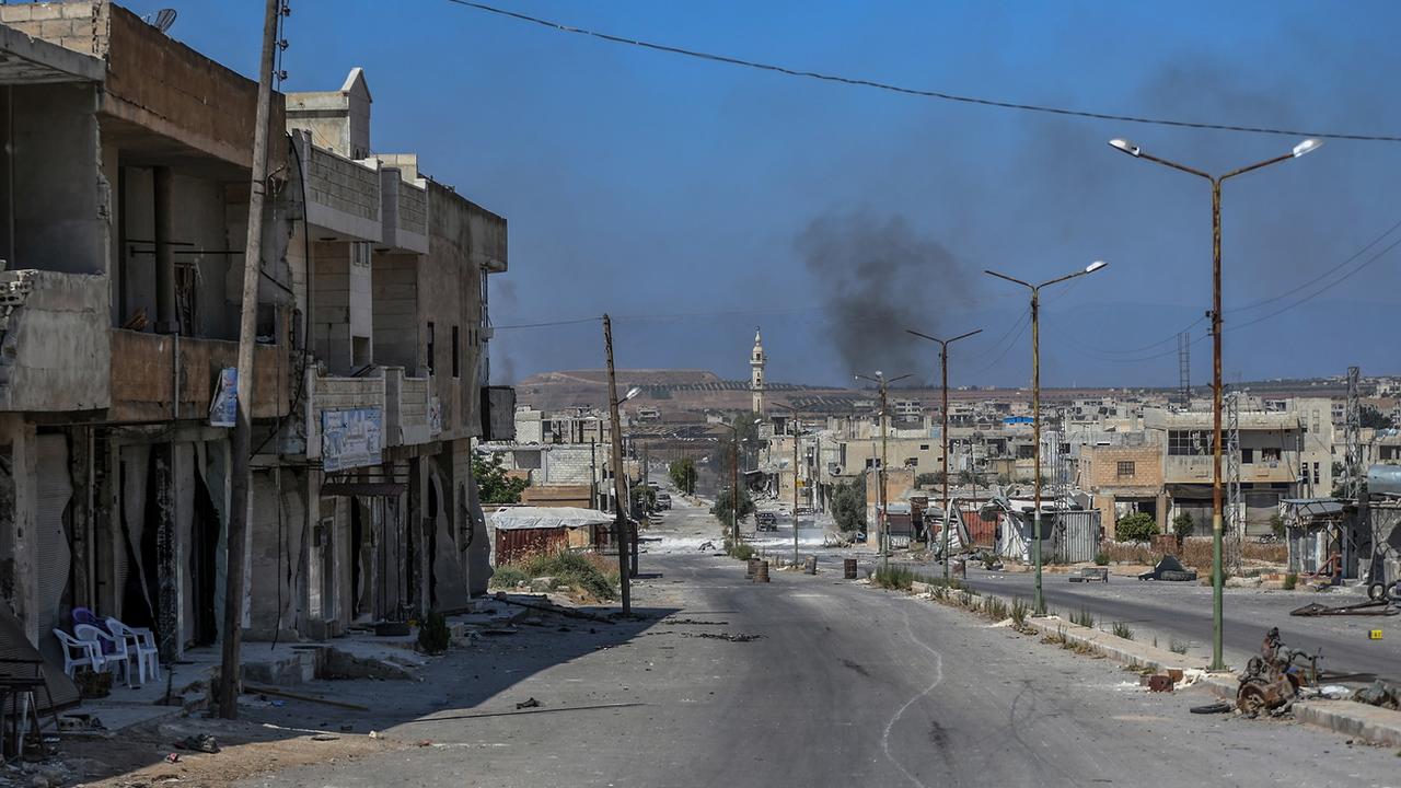 La région de Khan Sheikhoun city dans le sud d'Idleb, le 24 août 2019. [Keystone/epa - Syrian Arab News Agency (SANA)]