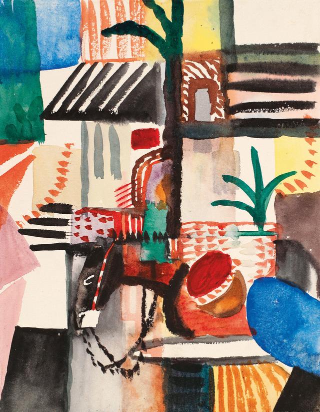 "Mann mit Esel", d'August Macke (Tunis, 1914), aquarelle sur papier. 26,6 X 20,8 cm.  Kunstmuseum Bern [Kunstmuseum Bern]