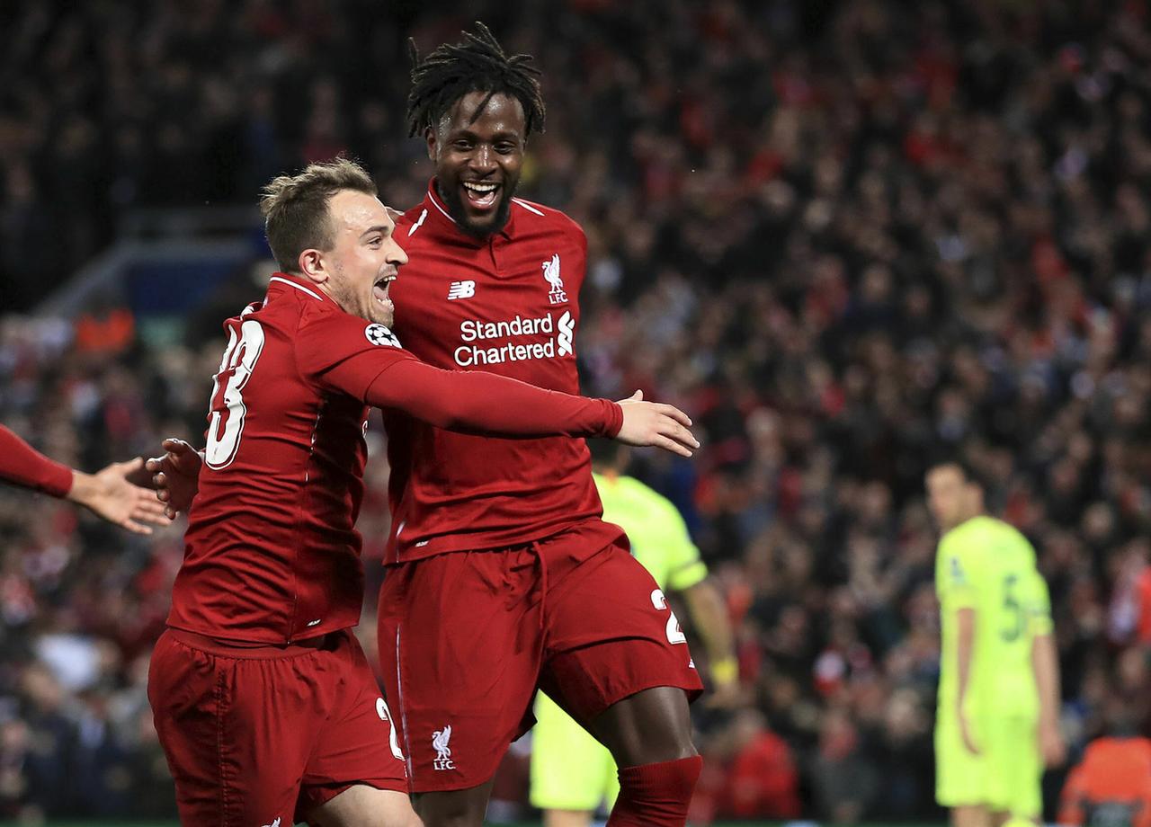 Une nuit magique à Anfield pour Shaqiri et Cie. [KEYSTONE - Peter Byrne]