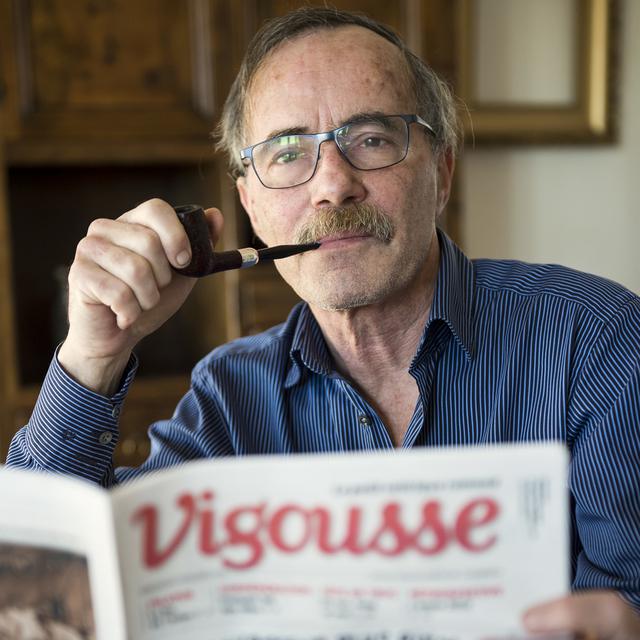 Vigousse, le petit satirique romand, fête ses dix ans en 2019. [Keystone - Jean-Christophe Bott]