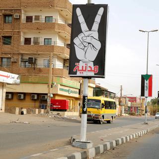 Mardi 11 juin: les rues de Khartoum au Soudan sont quasiment vides au troisième jour de la campagne de désobéissance civile. [Keystone/EPA - Marwan Ali]