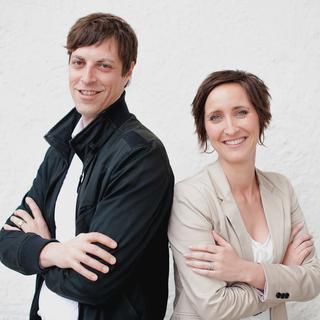 Mélanie Cotting et Quentin Bays, directeurs de la société de formation Paho, développeurs du jeu "Cap sur la confiance". [Sophie Robert-Nicoud]