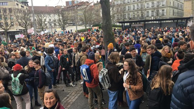 La manifestation à Fribourg en mars 2019. [RTS - Delphine Gendre]