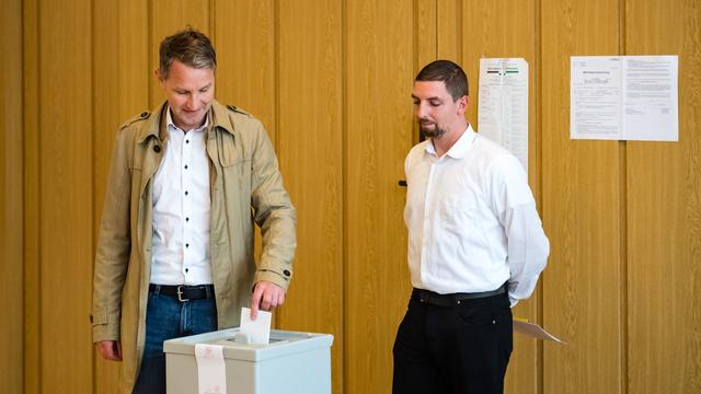 Le candidat tête de liste AfD en Thuringe, Björn Höcke. [Keystone - Jens Schlueter]