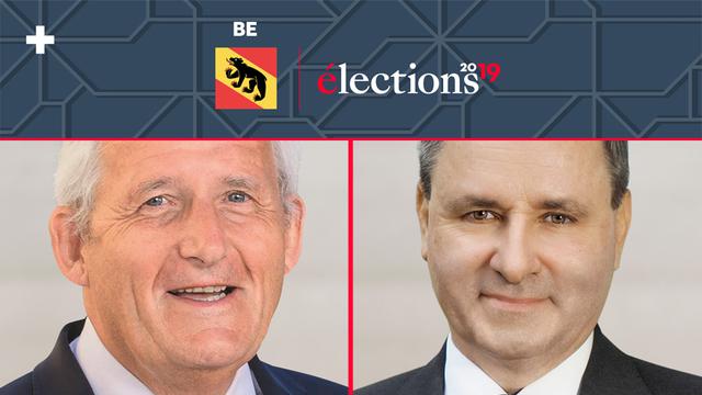 Les candidats au 2e tour des élections pour le Conseil des Etats à Berne, Hans Stöckli et Werner Salzmann. [Keystone]