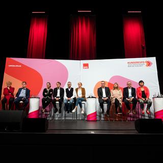 Une conférence régionale du SPD, à Bühne, en vue de l'élection de sa nouvelle présidence. [Keystone - DPA/Marius Becker]