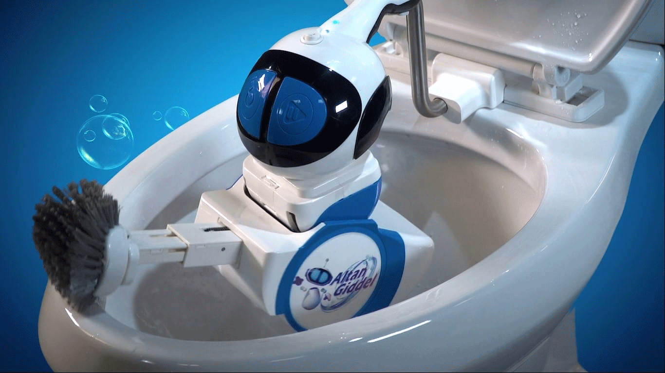 Giddel, le robot qui nettoie la cuvette des toilettes de Altan Robotech. [Altan Robotech - DR]