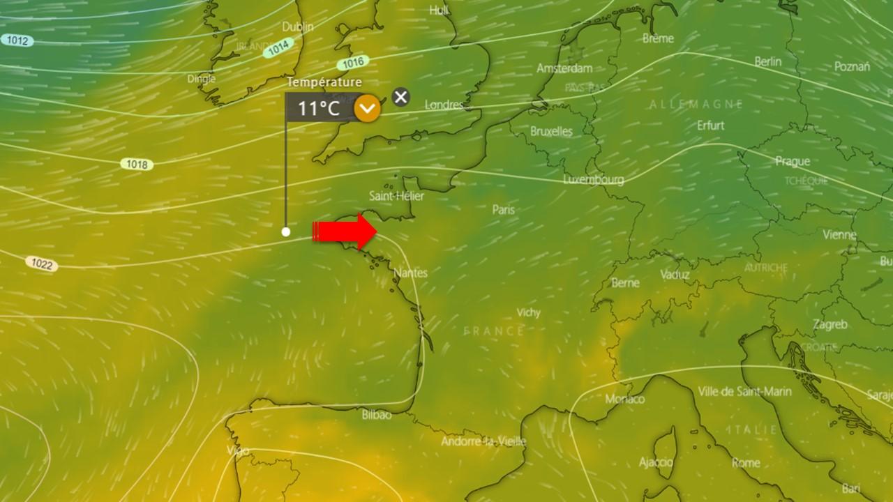 Températures prévues sur l'Europe le mardi 10 septembre à 9h locales locales [ECMWF]