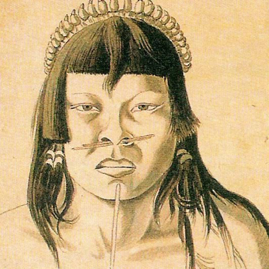 Portrait d'un amérindien Bororo, par Hercule Florence, lors de l'expédition conduite en Amazonie brésilienne par le baron von Langsdorf de 1825 à 1829. [DP]
