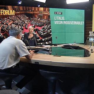 Débat sur le gouvernement italien entre Hervé Rayner, Michele Schiavone et Mario Borghezio. [RTS]