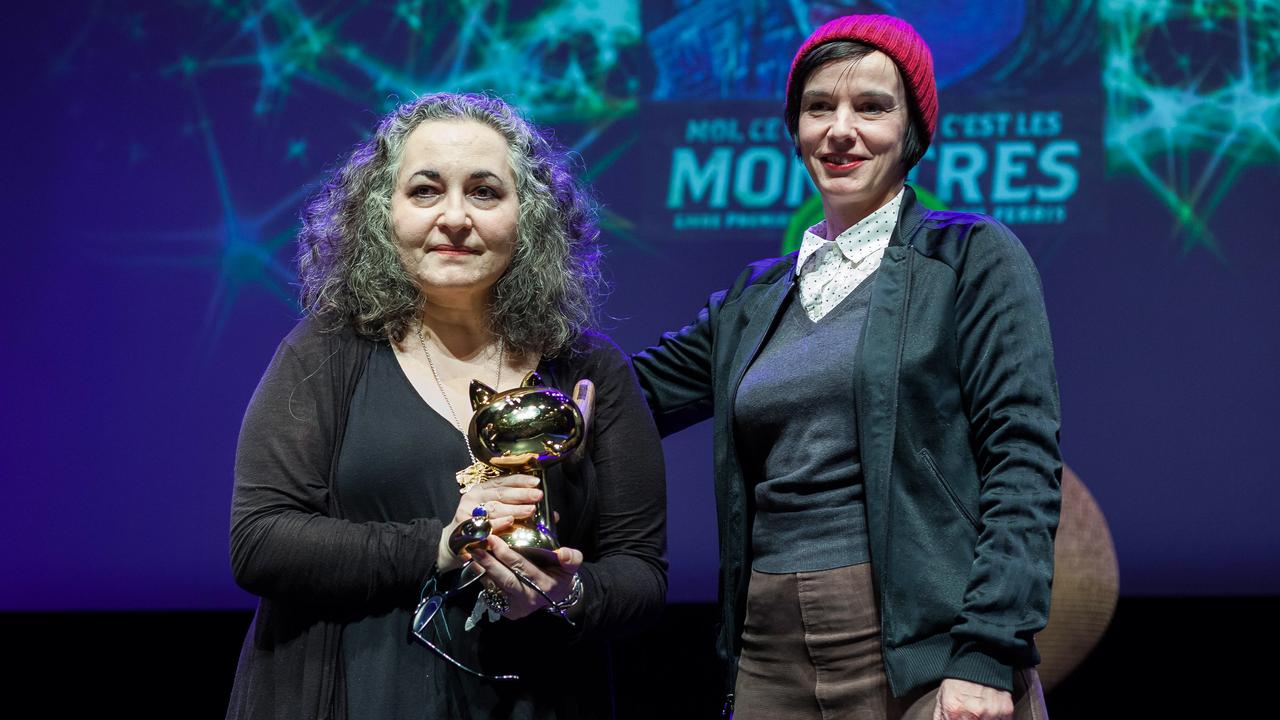 American comic book author Emil receives the Fauve d'Or best comic book award for her graphic novel "My Favorite Thing Is Monsters" during the awards ceremony at the 46th edition of the Angouleme International Comics Festival in Angouleme, southwestern France, on January 26, 2019. 
Yohan BONNET / AFP [AFP - Yohan BONNET]