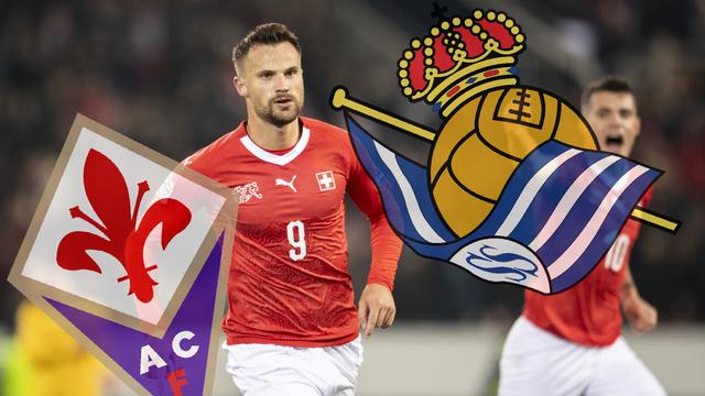 Le passage d'Haris Seferovic de la Fiorentina à la Real Sociedad en 2013 comporte des zones d'ombre. [Keystone / Montage RTS - Ennio Leanza]