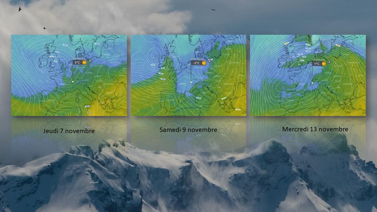 Prévisions de températures à 850 hPa entre le 7 et le 13 novembre 2019 [ECMWF]