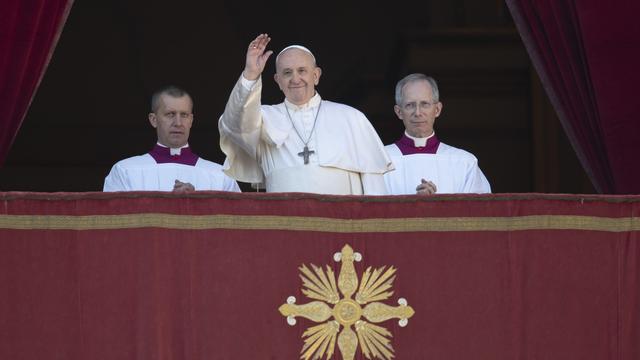 Le pape François lors de son septième message "Urbi et Orbi", le 25 décembre 2019 sur la place Saint-Pierre de Rome. [AP/Keystone - Alessandra Tarantino]