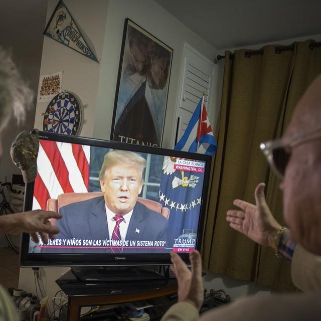 Le discours de Donald Trump sur le mur émaillé de déclarations trompeuses. [EPA/Keystone - CRISTOBAL HERRERA]