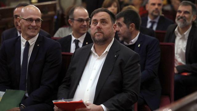 Oriol Junqueras à la Cour suprême de Madrid, le 12 février 2019. [Keystone - J.J. Guillen]