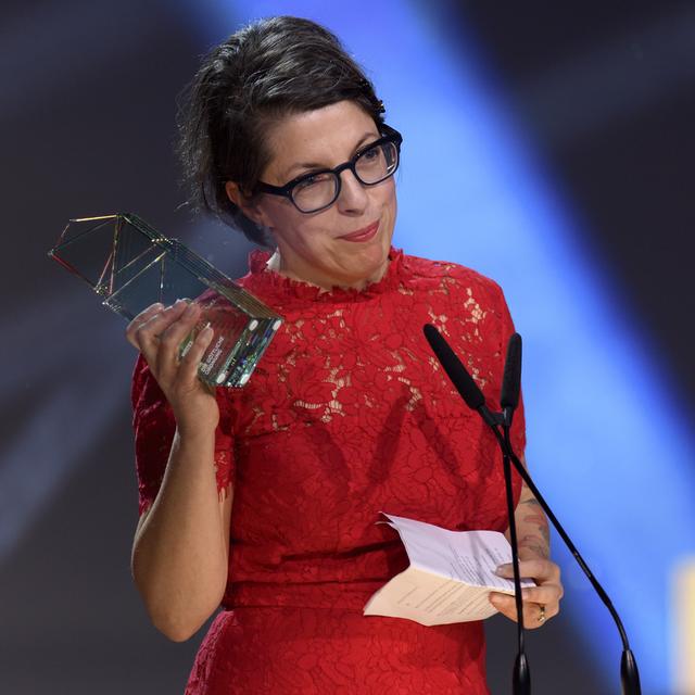 La réalisatrice Petra Volpe lors de la cérémonie du Prix du cinéma suisse Quartz 2017, à Genève.
