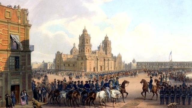 Prise de Mexico par les troupes américaines durant la guerre américano-mexicaine (peinture de Carl Nebel)