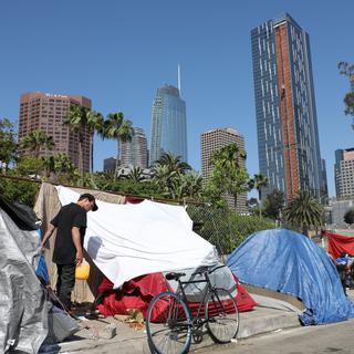 Des tentes de sans-abris (SDF) à Los Angeles, Californie. [Keystone - Eugene Garcia/EPA]