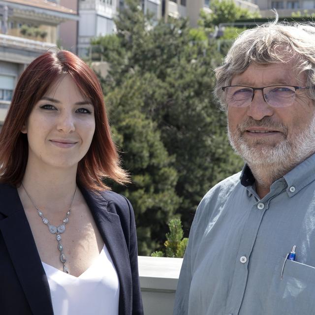 Anaïs Timofte et Bernard Borel, candidats du POP vaudois aux deux Chambres fédérales. [POP - François Graf]