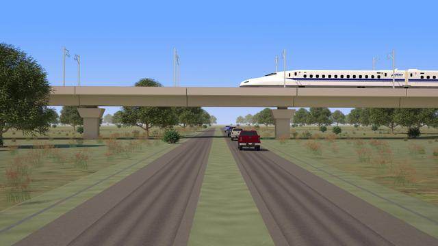 Une projection du projet de train à grande vitesse d'une société privée texane. [Texas Central Railway - DR]