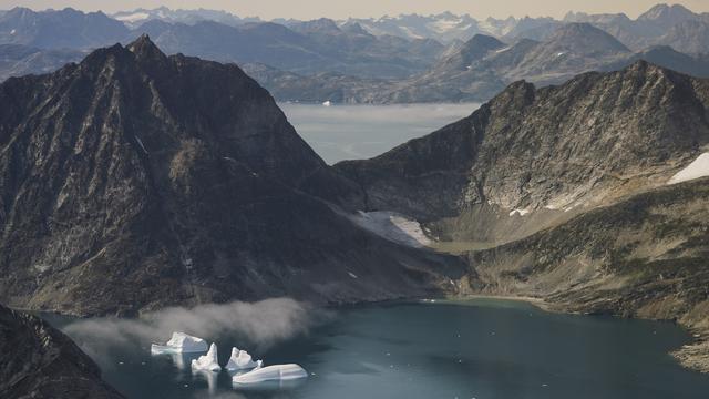 Une vue aérienne prise au Groenland le 14 août 2019. [Keystone - Mstyslav Chernov]
