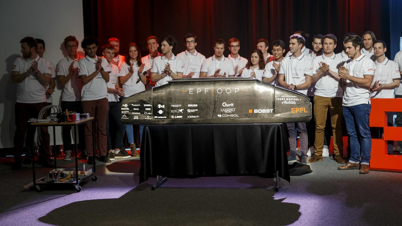 L'équipe de l'EPFL s'était classée à la troisième place du concours de l'Hyperloop. [Keystone - Salvatore Di Nolfi]