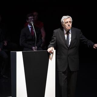 Michel Kullmann, metteur en scène, comédien, dans son spectacle "Le Tribun". ["Le Tribun"]