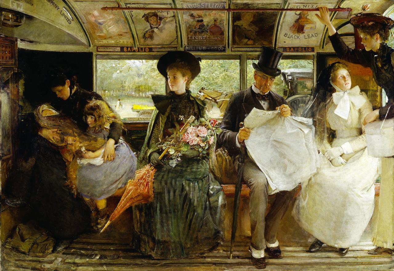 "The Bayswater Omnibus" (1895), de George William Joy, huile sur toile, 120,6 x 172,5 cm. [George William Joy / Museum of London/Fondation de l'Hermitage - © George William Joy / Museum of London]