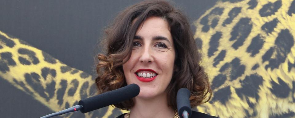 Lili Hinstin, directrice artistique du Festival de Locarno, lors de la cérémonie d'ouverture de la 72 édition le 8 août 2019. [RTS - Melissa Härtel]